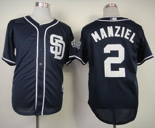 Padres #2 Johnny Manziel Navy Blue Cool Base Stitched MLB Jersey